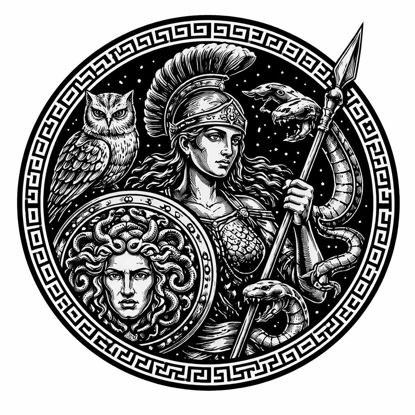 Athena Schieferuntersetzer – Griechische Mythologie mit Eule & Schlange