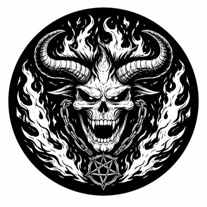 Dämonenschädel Untersetzer mit Pentagramm – Gothic Schiefer Design