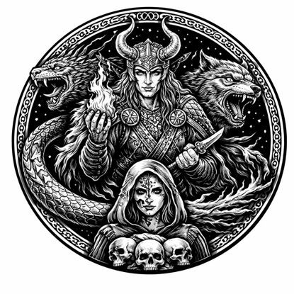 Loki Schieferuntersetzer – Nordische Mythologie mit Fenrir & Jörmungandr