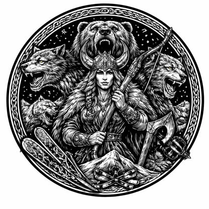Skadi Untersetzer – Nordische Jagdgöttin im Winter Design
