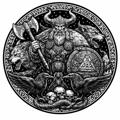 Wikinger Untersetzer – Krieger mit Wölfen & Raben Design