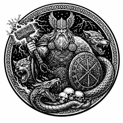 Thor Untersetzer – Mjölnir, Wölfe & Jörmungandr Design